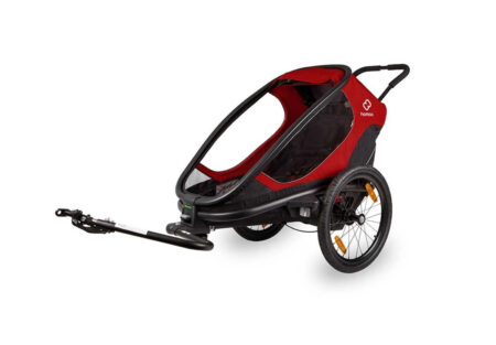 Hamax Outback One Remorque vélo Avec Tige de bicyclette et roue de poussette, rouge/noir